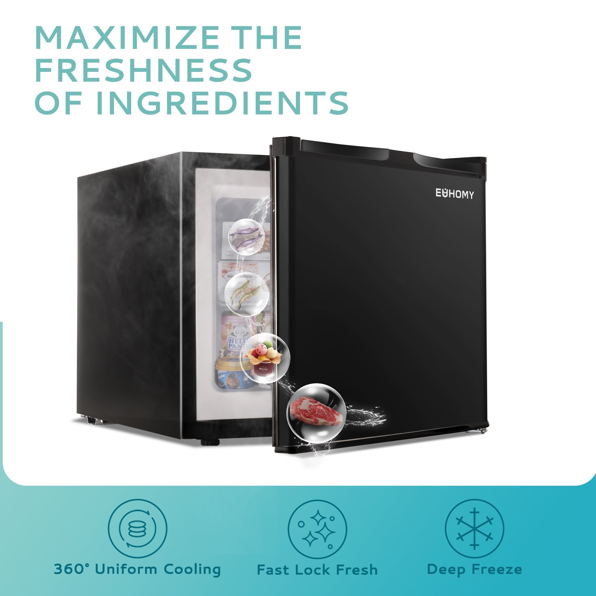 EUHOMY Compact Mini Freezer, Upright freezer Rapid Cooling - Euhomy