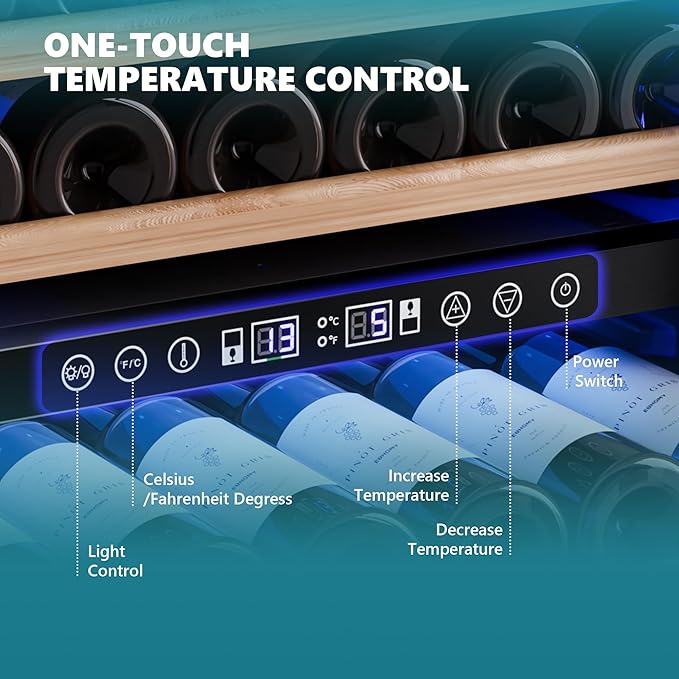 EUHOMY 24 Inch Wine Fridge Dual Zone, 154 Bottle Wine Cooler Refrigerator with Glass Door, Powerful Compressor Cooling - Euhomy