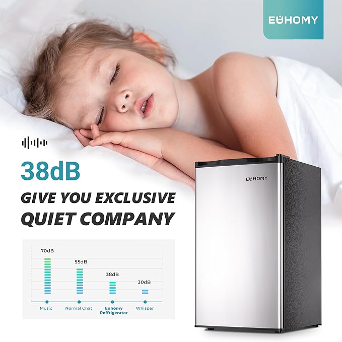 EUHOMY Mini Fridge with Freezer, Single Door Compact Refrigerator - Euhomy