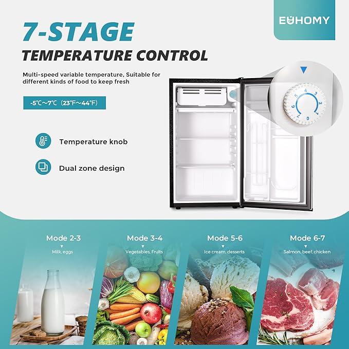 EUHOMY Mini Fridge with Freezer, Single Door Compact Refrigerator - Euhomy