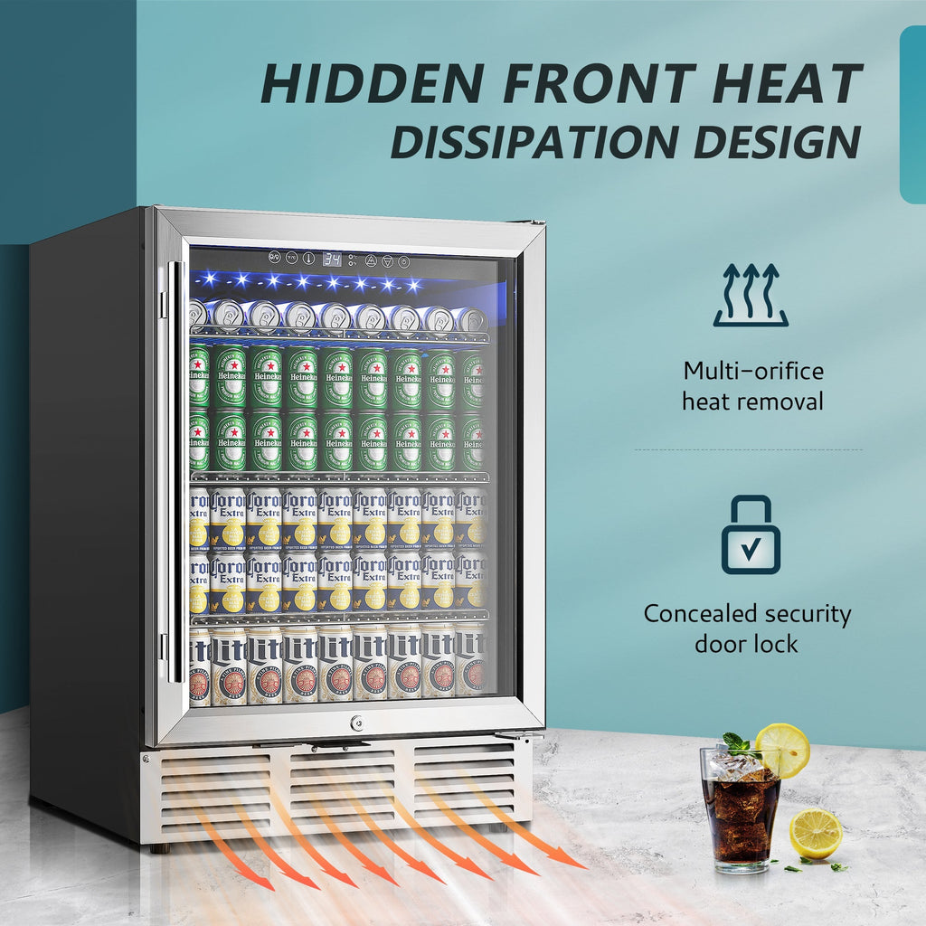 EUHOMY Beverage Refrigerator Under Counter Beer Fridge Large Capacity Wine Cooler - Euhomy