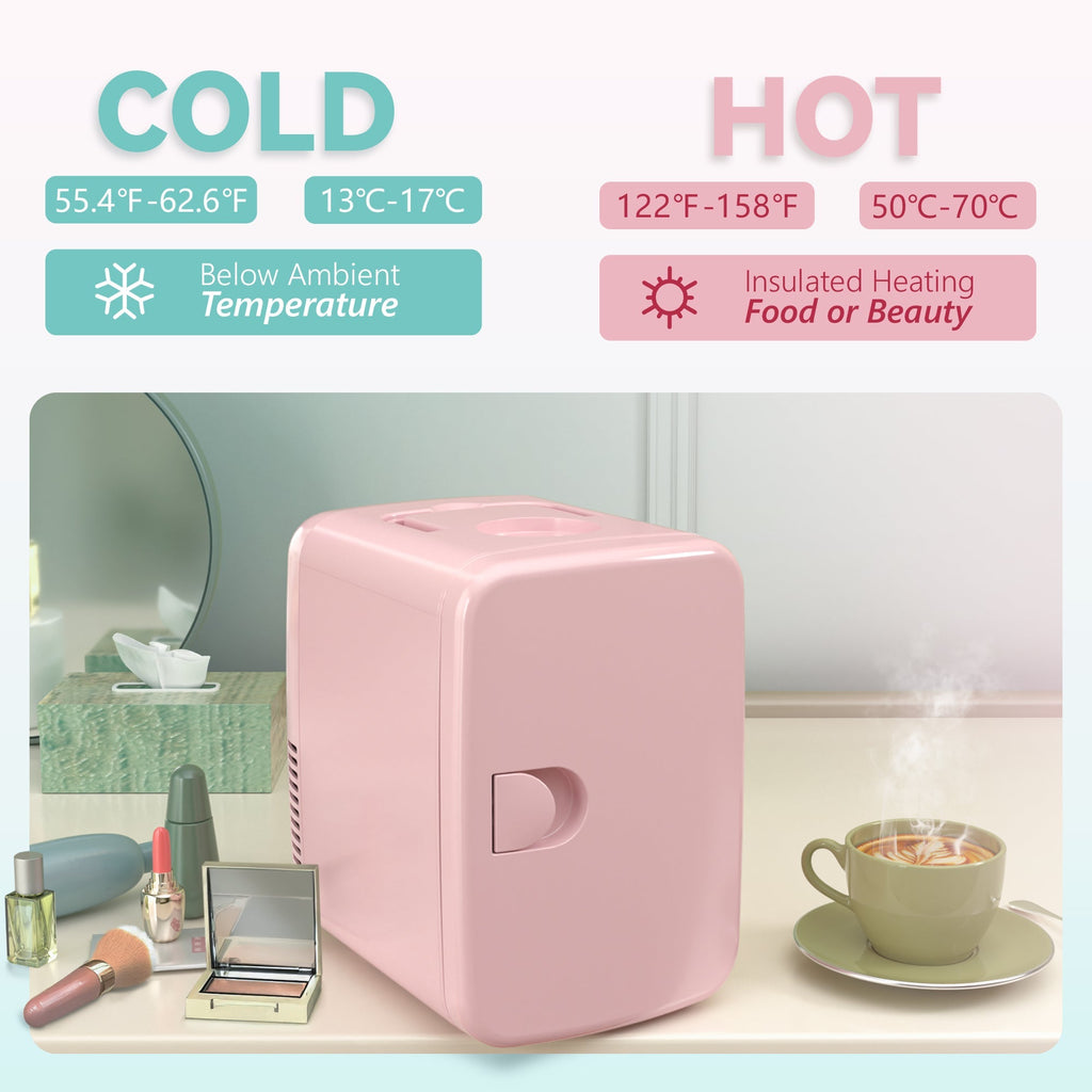 EUHOMY Mini Fridge, 4 AC/DC Small Refrigerator for Skincare, Portable Cooler and Warmer for Skin Care, Beverage, 4L Makeup Mini Fridge - Euhomy