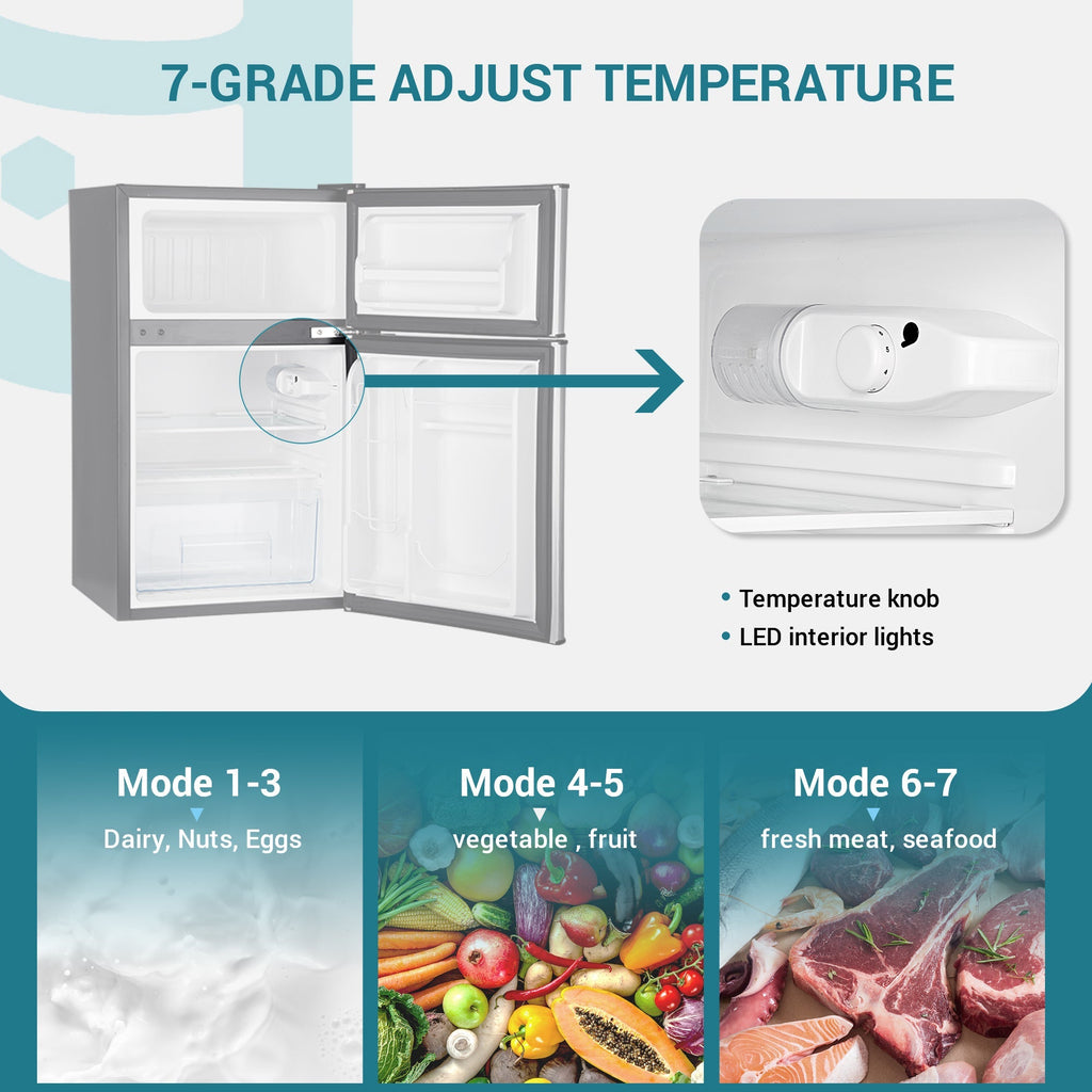 EUHOMY 3.2 Cu.Ft Built in & Free Standing Mini Fridge - Euhomy