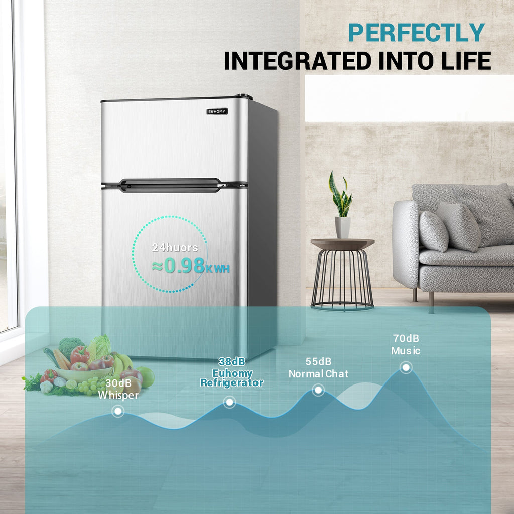 EUHOMY 3.2 Cu.Ft Built in & Free Standing Mini Fridge - Euhomy