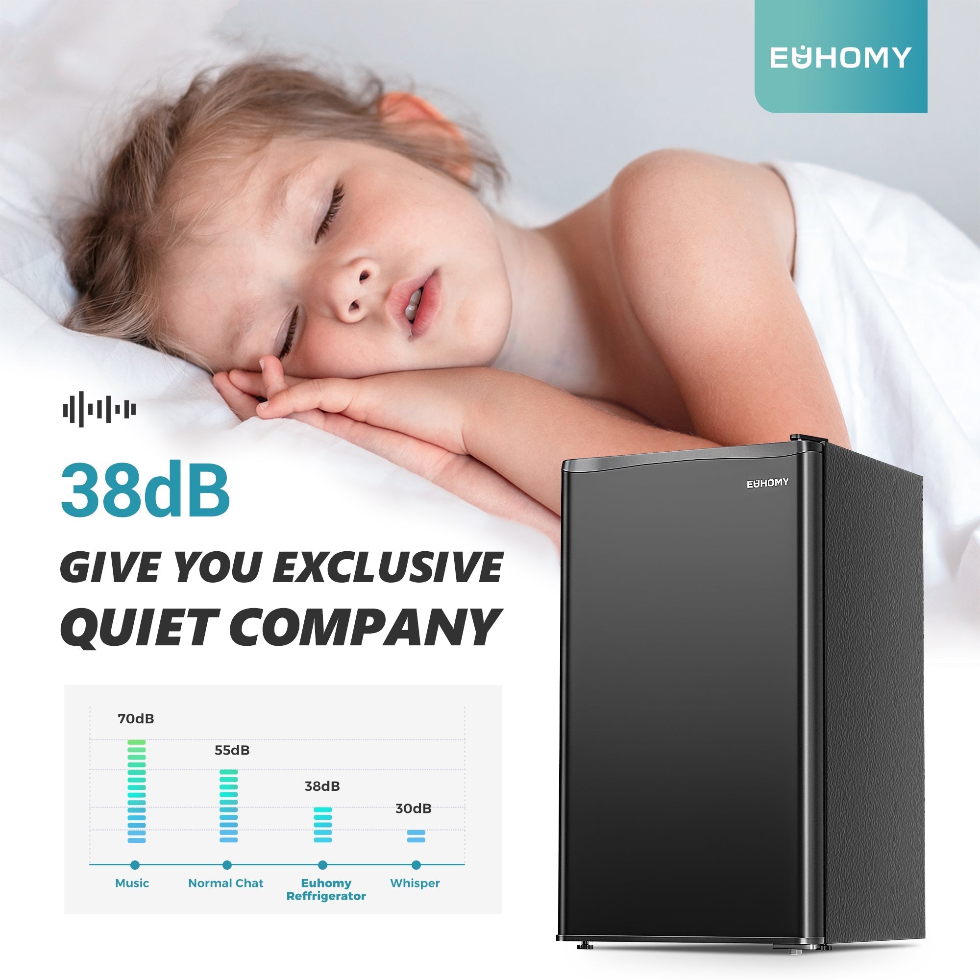 EUHOMY Mini Fridge with Freezer, Single Door Compact Refrigerator - Euhomy