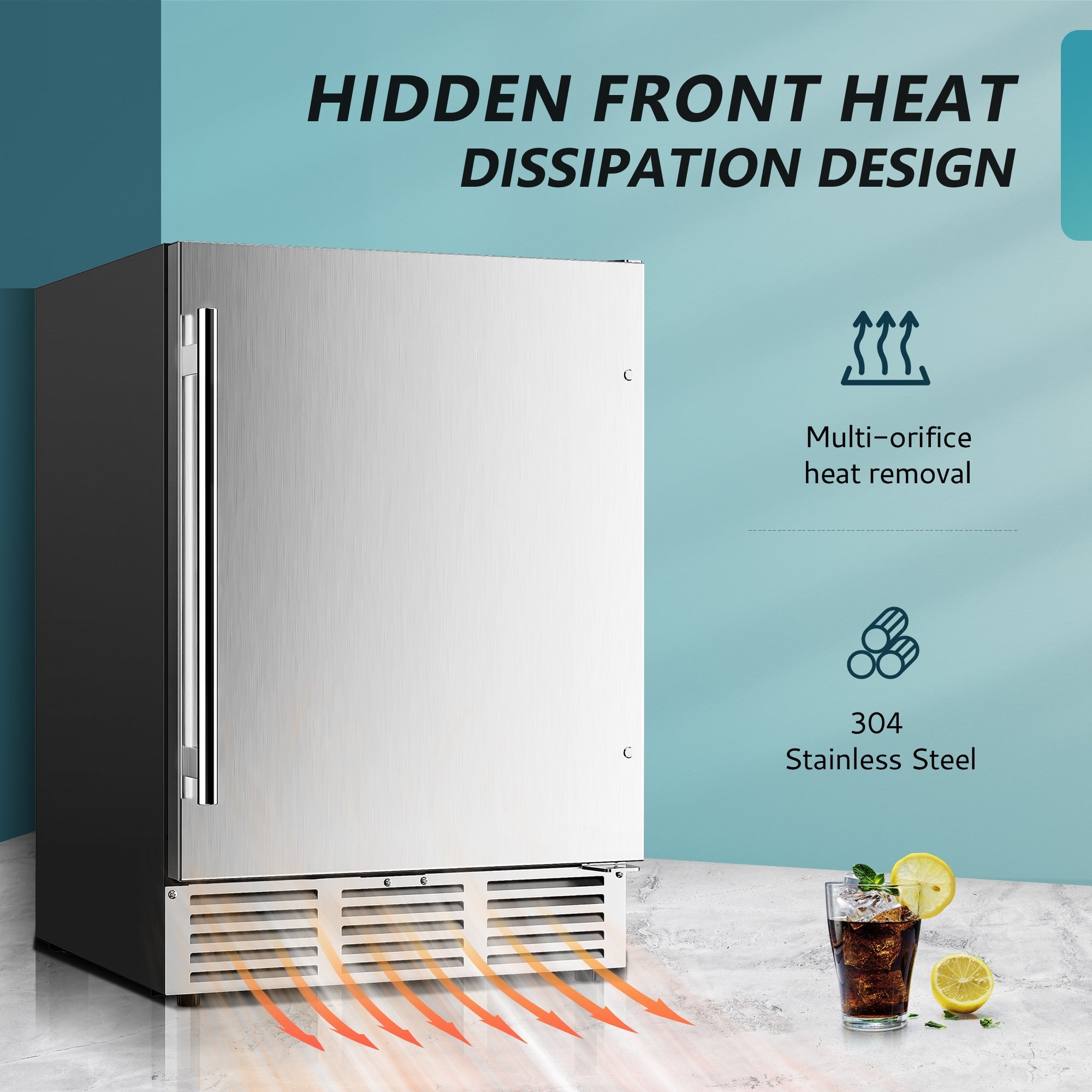 EUHOMY Beverage Refrigerator Large capacity 24 Inch, Stainless Steel Door Wine Cooler - Euhomy